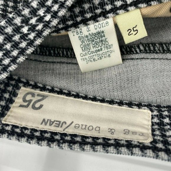 Rag & Bone Mini Houndstooth Skinny Velvet Pants Size 25 Low Rise Stretch Multi - Picture 7 of 12